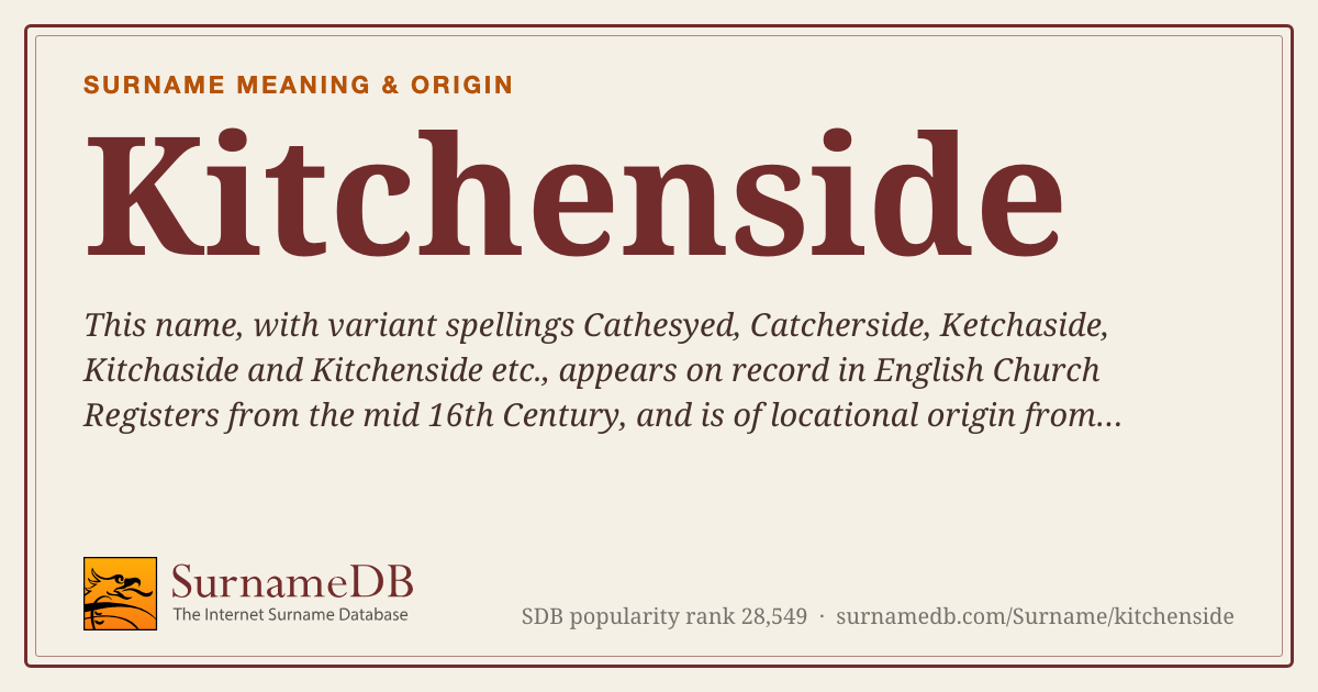 Kitchenside Surname: Meaning, Origin & Family History